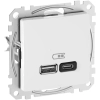 Schneider Electric Sedna Design & Elements - SDD111404 - Dupla USB gyorstöltő, A+C, 45W, fehér