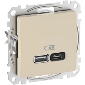   Schneider Electric Sedna Design & Elements - SDD112404 - Dupla USB gyorstöltő, A+C, 45W, bézs