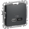 Schneider Electric Sedna Design & Elements - SDD114404 - Dupla USB gyorstöltő, A+C, 45W, antracit