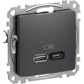   Schneider Electric Sedna Design & Elements - SDD114404 - Dupla USB gyorstöltő, A+C, 45W, antracit