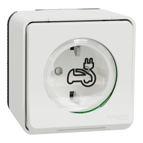 Schneider Electric Mureva Styl - MUR39012 - EV-töltő aljzat, csapófedéllel, csavaros, komplett, falon kívüli, fehér, 16A, megerősített csatlakozás