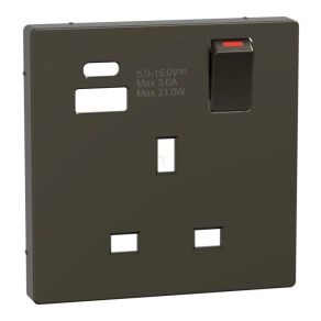   Schneider Electric Merten System Design - MTN2125-6052 - Fedlap, USB töltős, kapcsolható brit csatlakozóaljzathoz, mokka