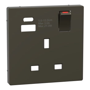 Schneider Electric Merten System Design - MTN2125-6052 - Fedlap, USB töltős, kapcsolható brit csatlakozóaljzathoz, mokka