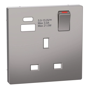 Schneider Electric Merten System Design - MTN2125-6050 - Fedlap, USB töltős, kapcsolható brit csatlakozóaljzathoz, nikkel