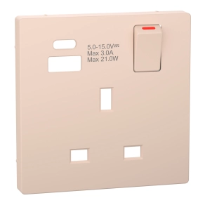 Schneider Electric Merten System Design - MTN2125-6033 - Fedlap, USB töltős, kapcsolható brit csatlakozóaljzathoz, szahara