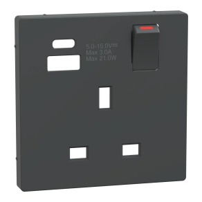 Schneider Electric Merten System Design - MTN2125-6034 - Fedlap, USB töltős, kapcsolható brit csatlakozóaljzathoz, antracit