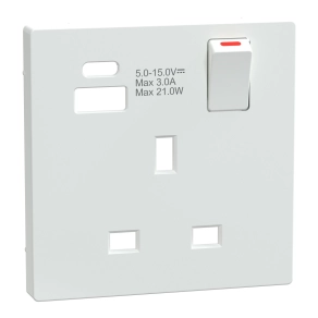 Schneider Electric Merten System Design - MTN2125-6035 - Fedlap, USB töltős, kapcsolható brit csatlakozóaljzathoz, lótuszfehér
