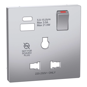 Schneider Electric Merten System Design - MTN2175-6036 - Fedlap USB töltős, kapcsolható multistandard csatlakozóaljzathoz, acél