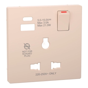   Schneider Electric Merten System Design - MTN2175-6033 - Fedlap USB töltős, kapcsolható multistandard csatlakozóaljzathoz, szahara