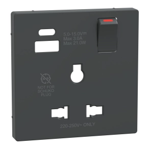 Schneider Electric Merten System Design - MTN2175-6034 - Fedlap USB töltős, kapcsolható multistandard csatlakozóaljzathoz, antracit