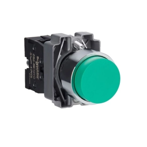   Schneider Electric Easy Harmony XB2 - XB2BL31C - Nyomógomb, kiemelkedő, zöld, 1 NO, fém, 22mm, visszatérő, jelöletlen