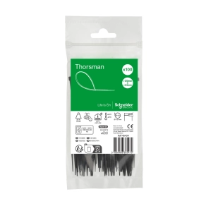 Schneider Electric Thorsman - IMT46404 - Kábelkötegelő, 120x2.5mm, fekete (100 db)