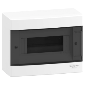 Schneider Electric Easy9 EU - EZ9EUC108 - kiselosztó, füstszínű ajtó, falon kívüli, 1x8 modul, PEN