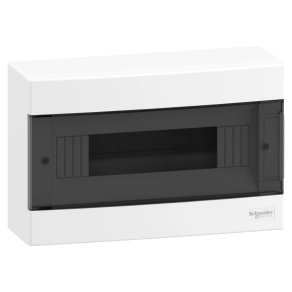 Schneider Electric Easy9 EU - EZ9EUC112 - kiselosztó, füstszínű ajtó, falon kívüli, 1x12 modul, PEN