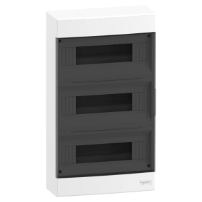 Schneider Electric Easy9 EU - EZ9EUC312 - kiselosztó, füstszínű ajtó, falon kívüli, 3x12 modul, PEN
