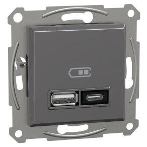 Schneider Electric Asfora - EPH2700571 - dupla USB töltő, A+C, 21W, antracit