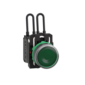 Schneider Electric Harmony XB5 - XB5AW23B5 - komplett műanyag nyomógombos LED tesztlámpa, Ø22, 24VAC/DC, zöld