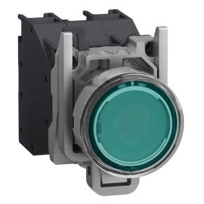   Schneider Electric Harmony XB4 - ATEX DG - XB4BP383BM5GEX - komplett világító nyomógomb, Ø22, védősapkás, 1NO, 24-240VAC/DC, zöld