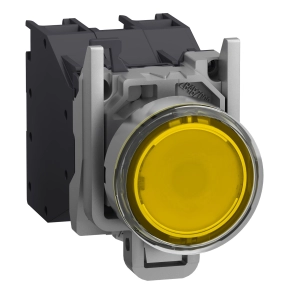 Schneider Electric Harmony XB4 - ATEX DG - XB4BP583BM5GEX - komplett világító nyomógomb, Ø22, védősapkás, 1NO, 24-240V, sárga