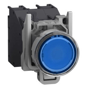   Schneider Electric Harmony XB4 - ATEX DG - XB4BP683BM5GEX - komplett világító nyomógomb, Ø22, védősapkás, 1NO, 24-240VAC/DC, kék