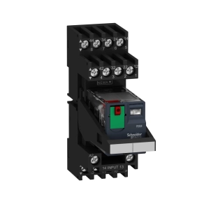   Schneider Electric Harmony Electromechanical Relays - RXM2AB2P7PVM - RXM miniatűr relé, 2CO, 12A, 230VAC, tesztgomb, LED, vegyes elrendezésű