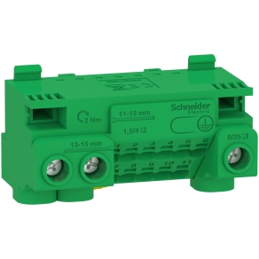 Schneider Electric Resi9 - LGYT1E14 - Csatlakozóblokk, 14 lyuk, föld
