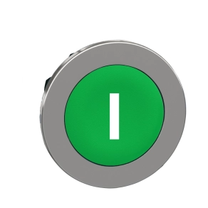   Schneider Electric Harmony XB4 - ZB4FA331 - panelbe süllyesztett fém nyomógomb fej, Ø30, zöld, "I"