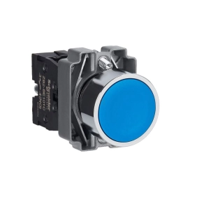   Schneider Electric Easy Harmony XB2 - XB2BA61C - Nyomógomb, kék, 1 NO, fém, panelbe süllyesztett, 22mm, visszatérő, jelöletlen
