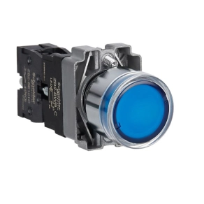   Schneider Electric Easy Harmony XB2 - XB2BW36B1C - Világító nyomógomb, kék, AC/DC 24V, fém, panelbe süllyesztett, 22mm, visszatérő