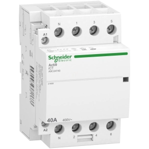   Schneider Electric Acti9 iCT40A - A9C24740 - kontaktor, 50Hz, 4NO, 3P+F, 220 - 240VAC
