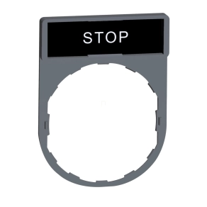   Schneider Electric Harmony XB5 - ZBY2304C0 - címketartó 30x40 mm, Ø22 készülékekhez, 8x27 mm felirati címkével, STOP, szürke perem
