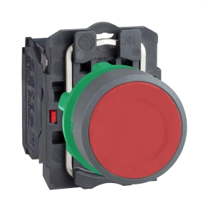 Schneider Electric Harmony XB5 - XB5AA42C0 - komplett műanyag nyomógomb, Ø22, visszatérő, 1NC, piros, szürke körgyűrű