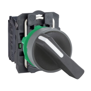  Schneider Electric Harmony XB5 - XB5AJ21C0 - komplett műanyag választókapcsoló, Ø22, meghosszabbított fogantyú, 2 állású, 1NO, szürke körgyűrű