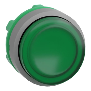 Schneider Electric Harmony XB5 - ZB5AW133C0 - műanyag világító nyomógomb fej, Ø22, visszatérő, LED - es, kiemelkedő, zöld, szürke perem
