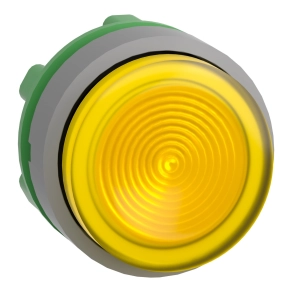 Schneider Electric Harmony XB5 - ZB5AW183SC0 - műanyag világító nyomógomb fej, Ø22, visszatérő, LED - es, kiemelkedő, hornyolt lencse, sárga, szürke perem
