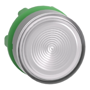Schneider Electric Harmony XB5 - ZB5AW313SC0 - műanyag világító nyomógomb fej, Ø22, visszatérő, beépített LED - hez, hornyolt lencsével, fehér, szürke perem