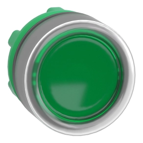 Schneider Electric Harmony XB5 - ZB5AW533C0 - műanyag világító nyomógomb fej, Ø22, visszatérő, védősapkás, beépített LED - hez, zöld, szürke perem