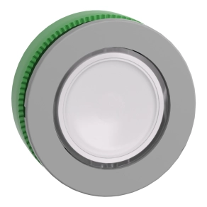 Schneider Electric Harmony XB5 - ZB5FA18C0 - panelbe süllyesztett műanyag nyomógomb fej, Ø30, visszatérő, címkézhető tetővel, fehér, szürke perem
