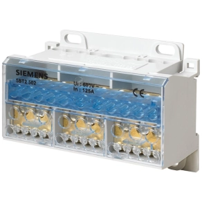   Siemens 5ST2502 elosztóblokk 4P 125A, be: 1x6-35mm2, ki: 4x4-16mm2, 7x4-10mm2