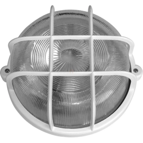   Hajólámpa 100W E27 kerek,műanyag rácsos, fehér IP44 6927H