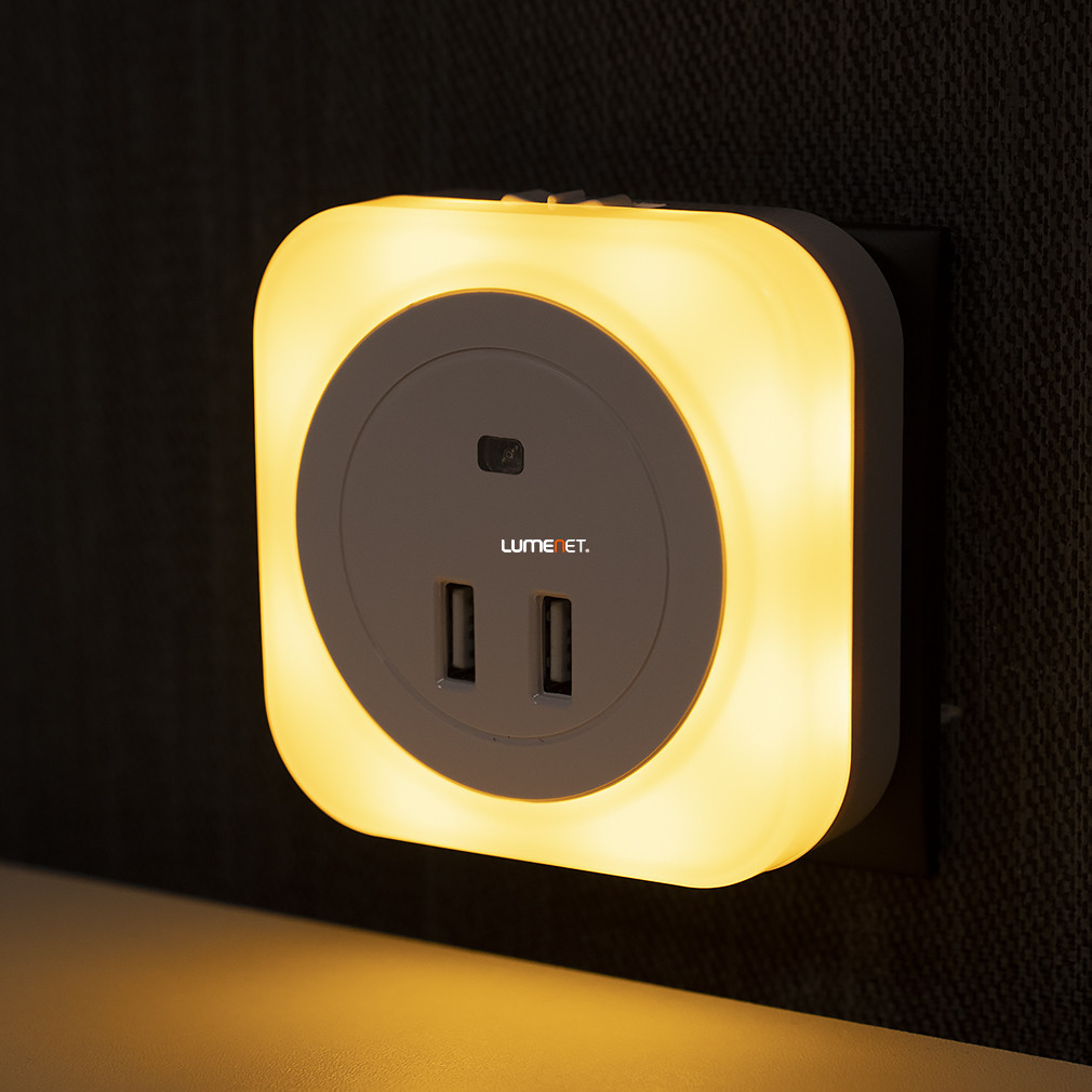 Éjszakai LED lámpa alkonykapcsolóval, USB töltővel - Müller Licht 27700021