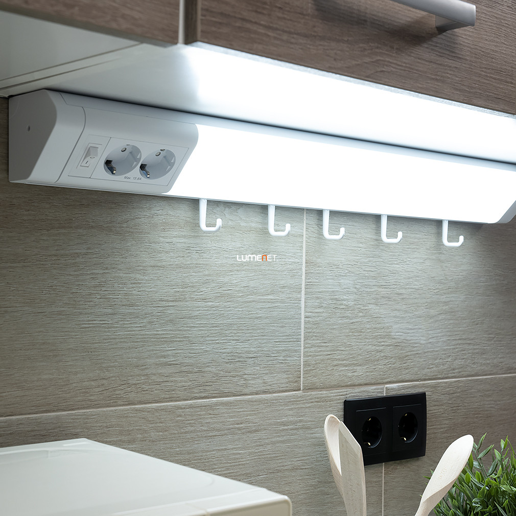 Konyhai LED pultvilágító dupla konnektorral 15W, hidegfehér - Müller Licht 20000085