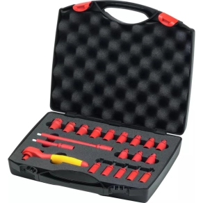   Wiha 43025 racsnis dugókulcs készlet, T hajtószárral, 1/4col, 4-14mm, 21 részes, 1000V