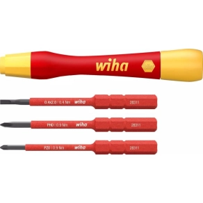   Wiha 43167 műszerész csavarhúzó készlet slim bitekkel, lapos,PH,PZ, 4 részes, 1000V