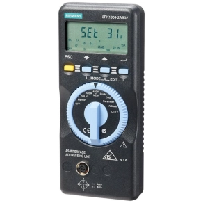   Siemens 3RK1904-2AB02 AS-I címző készülék V3.0, Tartozék: 4xAA elem, 1,5m-es M12-es címző kábel