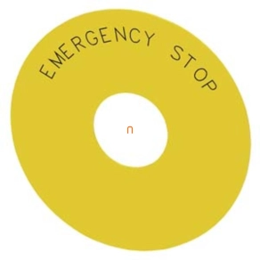   Siemens 3SU1900-0BC31-0DA0 kör alakú, 75 mm-es, öntapadó sárga matrica, EMERGENCY STOP