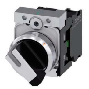   Siemens 3SU1150-2BF60-1BA0 komplett kapcsoló, 2 állású, fehér, 1NO, fém, csavaros Sirius
