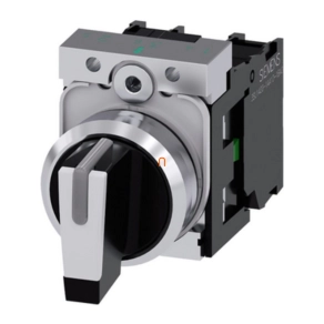   Siemens 3SU1150-2BL60-1NA0 komplett kapcsoló, 3 állású, fehér, 2NO, fém, csavaros Sirius