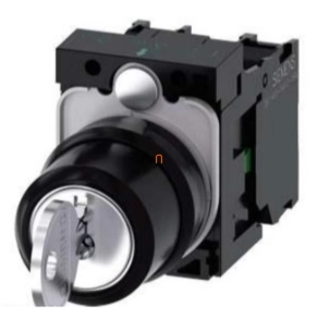   Siemens 3SU1100-4BL11-1NA0 komplett kulcsos kapcsoló, 3 állású, 2NO, RONIS SB30, kulcs minden állásban