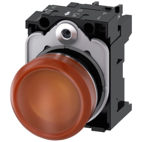   Siemens 3SU1152-6AA00-1AA0 komplett jelzőlámpa, narancs, 24VAC/DC, fém, csavaros Sirius